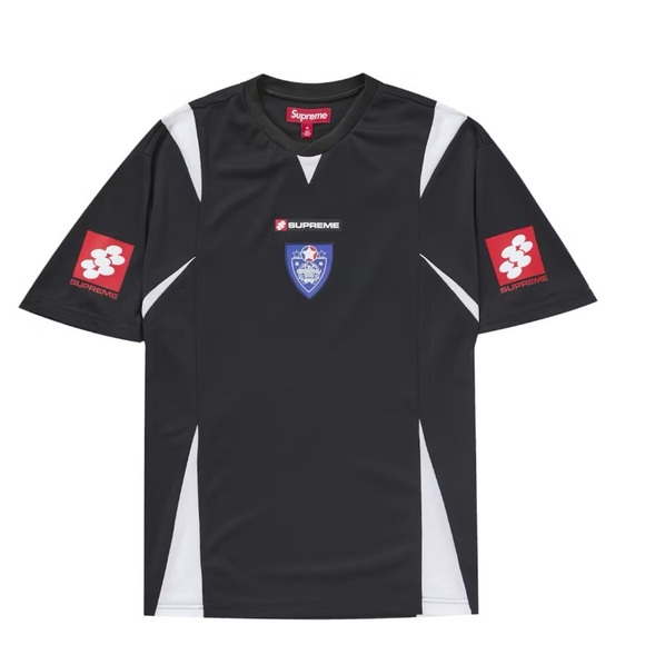 Supreme Crest Black Soccer Jersey Size Large FW24 Brand New - Picture 1 of 6